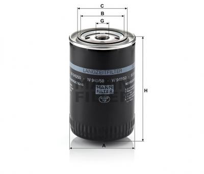 Масляный фильтр MANN-FILTER W940/50
