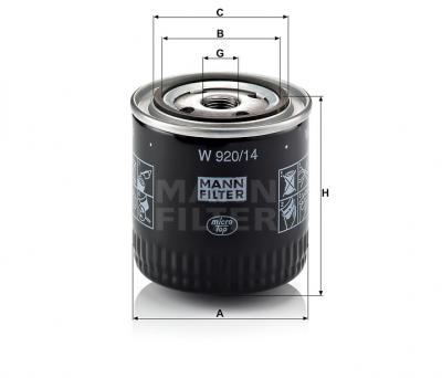 Масляный фильтр MANN-FILTER W920/14